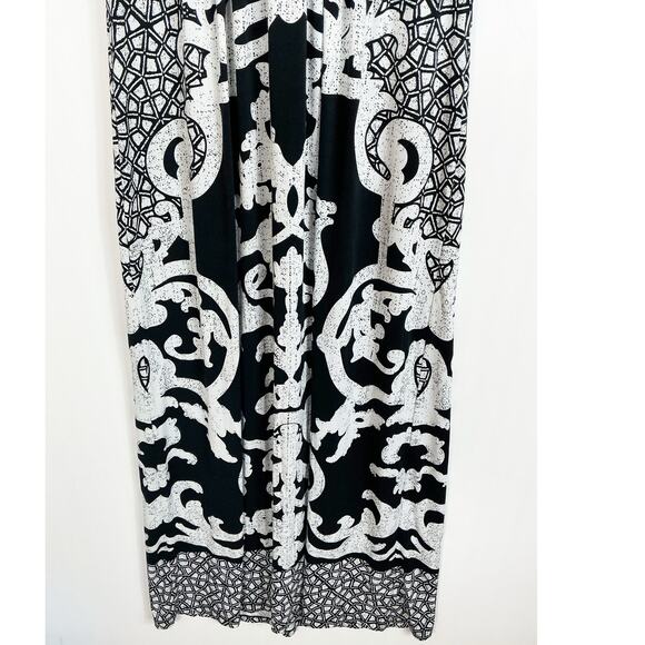 Soma Womens Maxi Dress Grecian Tile Cross Back Black White Medium - Picture 3 of 6